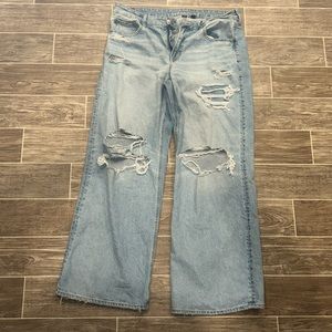 American Eagle baggy distressed wide leg jeans